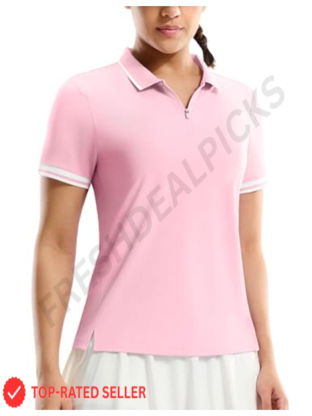 MIER Women's Golf Polo 1/4 Zip Short Sleeve Tennis Top Dry Fit